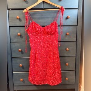Red Floral Spaghetti Strap Dress